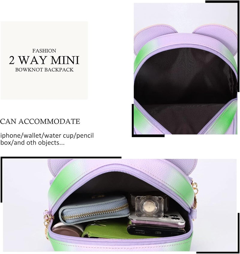KL928 Girls Mini Backpack Bowknot Polka Dot Cute Small Daypacks Convertible Shoulder Bag Purse for Women - Image 4